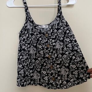 Hollister Floral Black and White Floral Top with Adjustable Straps‎ size xs